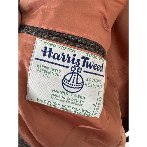 Harris Tweed Blazer Men’s 44 Brown Speckled Wool Jacket Sears Scotland VTG - Picture 7 of 9